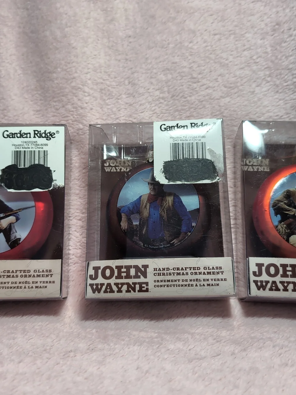 John Wayne Hand-Crafted Glass Christmas Ornament - Red Accent
